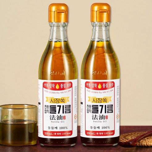 시장쏙 전통압착 들기름, 300ml, 4개