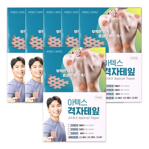 아텍스 스포츠 근육 격자테이프 혼합타입 A형 45p + B형 18p + C형 4p, 67매, 6세트