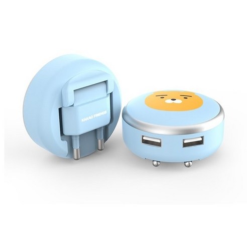 카카오 프렌즈 마카롱 여행용 USB 충전기(케이블별도) 충전기, 1개, 후드라이언