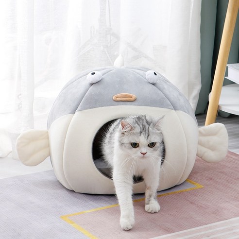 애완 동물 고양이 동굴 침대 쿠션하우스 고양이 텐트, 라이트 그레이