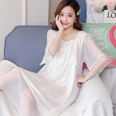 vaviola 바비올라 여성용 레이스 공주풍 시스루 원피스 잠옷 - 378