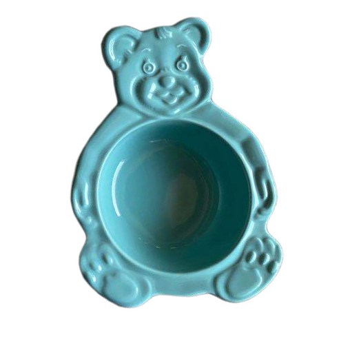 세라믹 그릇 곰 모양의 오트밀 요구르트 샐러드 그릇 우유 주방 액세서리, 18.6x14.4cm, 파란색