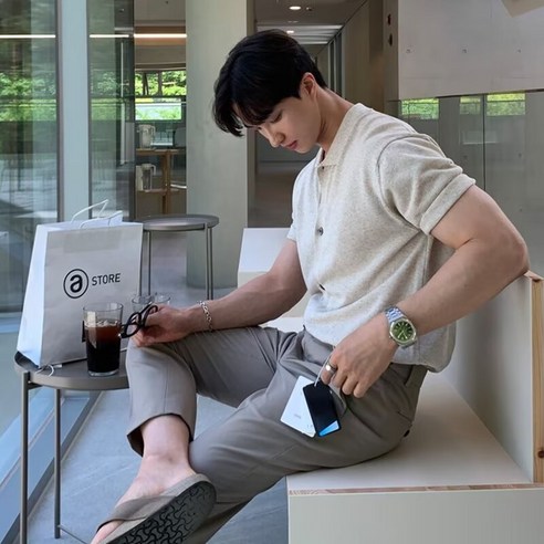 ANYOU 남자가디건 티셔츠 머슬핏반팔 베이직 어깨넓어보이는 반팔티