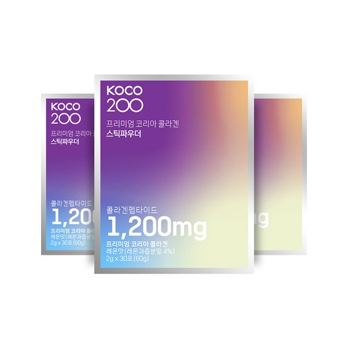 더코코 KOCO200 콜라겐 스틱 파우더 비오틴 히알루론산 엘라스틴 국내산 초 저분자 가루 더코리아콜라겐, 2g x 90포, 60g, 3개