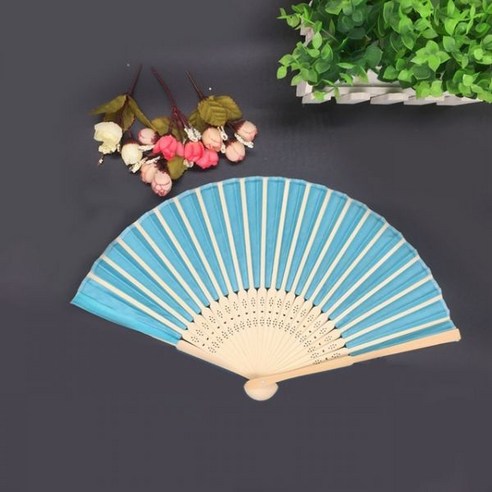 전통부채 맞춤형 인쇄 각인 결혼식 축하 실크 팬 이름 천 핸드 결혼 선물 20/40 개/로트, 20pcs, Blue