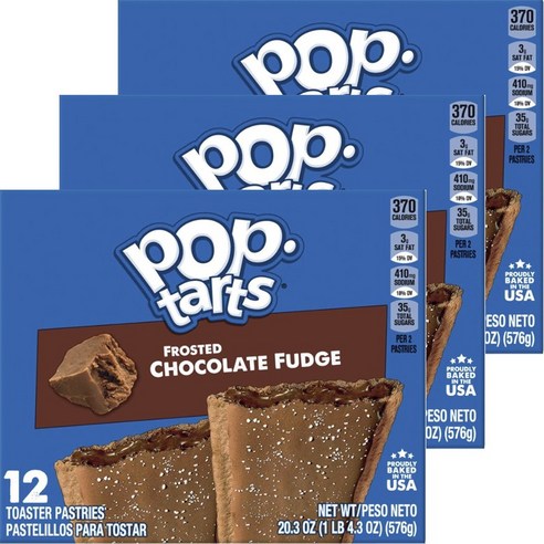 켈로그 팝 타르트 토스터 패이스트리 프로스트, 초콜릿 퍼지 (Chocolate Fudge), 3개, 576g