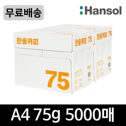 한솔제지 한솔카피 75g A4용지 2박스(5000매)/복사용지, 상세 설명 참조