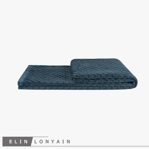 엘린 현대 간단한 빛 럭셔리 모델 룸 소파 쿠션 베개 호수 블루 퀼트 쿠션 담요, 호수 블루 담요, 75X230cm
