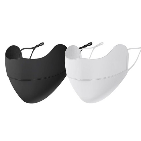 2개 UV 차단 골프 스포츠 안면 쿨 마스크, 블랙+화이트