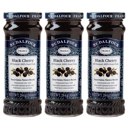 샹달프 디럭스 스프레드 과일잼 284g, 블랙 체리 (Black Cherry), 3개