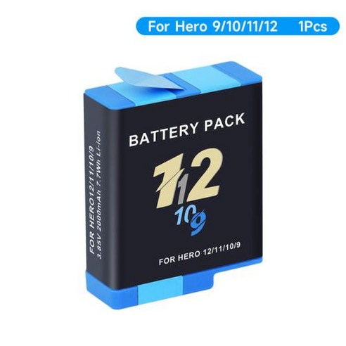 고프로 히어로 12 11 10/9 배터리 LCD 디스플레이 포함 다기능 스마트 고프로 배터리 충전 박스/케이스 고프로 히어로 12 11 10 9 용, 1) 1pcs Battery