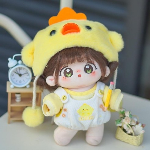 Awave 아이돌 인형 봉제 옷 솜깅이 병아리 모자 티셔츠 의상 세트 솜인형 몸체 20cm 40cm, 40cm 삐약 병아리 의상세트