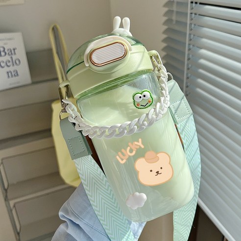 【휴대용 물병】물 컵 찾고 플라스틱 컵 대용량 물병 스타일 주전자 휴대용 드롭 방지, 색깔20