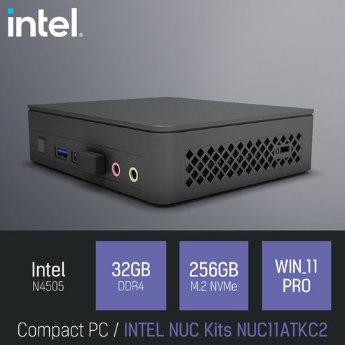 INTEL NUC Kits NUC11ATKC2, RAM 32GB+NVMe 256GB, 블랙, WIN11 PRO 데스크탑 ...