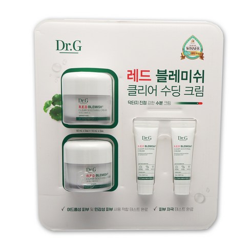 닥터지 레드 블레미쉬 클리어 수딩크림 50ml x 2개 + 10ml x 2개 피부 진정 수분 크림, 1개