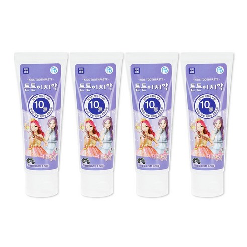 튼튼이치약블루베리향 튼튼이치약딸기향, 시크릿쥬쥬 천연블루베리향 80g 4개