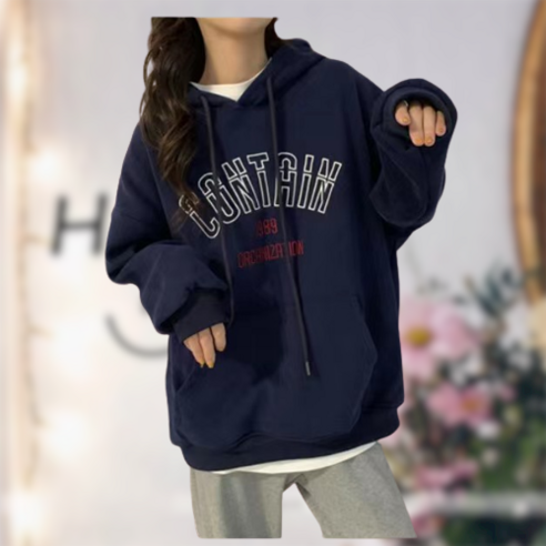 루즈 후드 컨테인 후드 티셔츠 1106