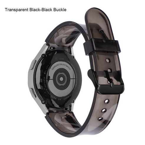 부드러운 투명 TPU 실리콘 스트랩 삼성 갤럭시 시계 4 클래식 46mm 42mm/44mm 40mm Smartwatch 밴드 곡선 엔드 시계 밴드, Black-Black, watch 4 40mm