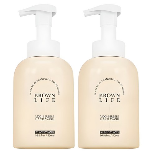 브라운라이프 대용량 저자극 모찌버블 핸드워시 일랑일랑, 2개, 500ml