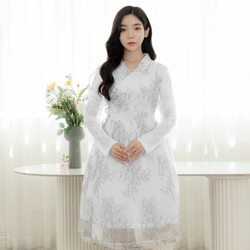 생활한복 빅사이즈 신부드레스 레이스 철릭원피스