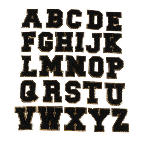 철 편지 A-Z 영어 편지 패치 편지 패치 알파벳 패치에 바느질 DIY 의류 장식을위한 아플리케, 검은 색, 구조