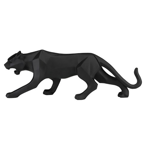 Retemporel 1개 표범 동상 입상 추상 기하학적 스타일 수지 팬더 동물 대형 장식 홈 인테리어 액세서리 E, 검은 색