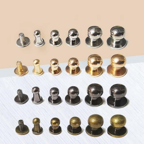 솔트레지 가방 나사 장식 부자재 4color [4 5 6 8mm 솔트리지 가죽 공예 부자재 재료 단추 버클], 골드, 1개