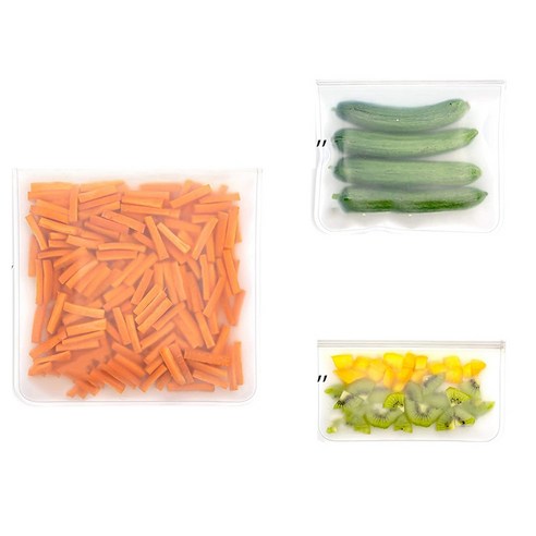 재사용 PEVA 식품 스토리지 가방 24 개 팩 플랫 냉동고 가방 고기 / 과일 / 채소에 대한 재 밀봉 점심 가방, 하나, 투명한 색상