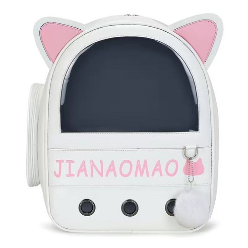 강아지 고양이 반려동물 방수 3면 통풍 이동가방 백팩, 회이트, 1개