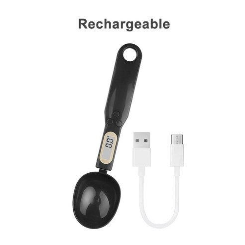 [ZL] 500g 디지털 측정 숟가락 LCD 디스플레이 주방 전자 음식 밀가루 규모 도구 0.1g/0.01oz 우유 커피 차에 대 한 정확한, 0.5-500g, Black(USB)