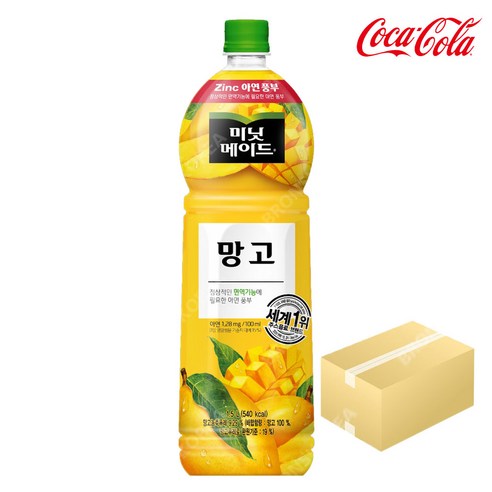 코카 미닛메이드 망고 1.5L X 12ea (1박스) 페트 주스 과일 음료수, 12개