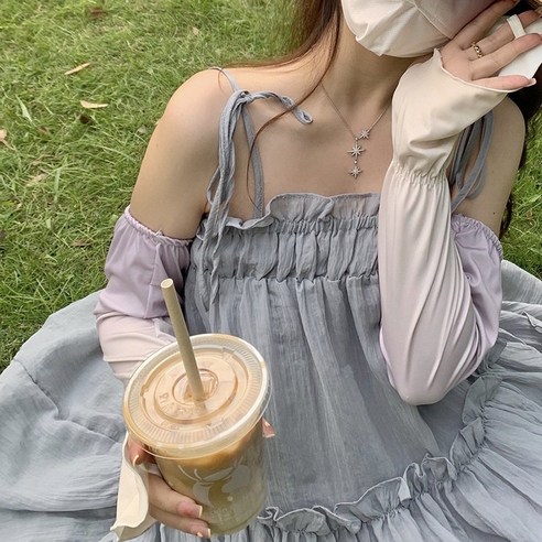 ZZJJC 아이스슬리브 토시 블러셔 그라데이션 루즈핏 아이스슬리브 선레이어소매 아웃도어 운전, 점차 보라색으로 변하다.