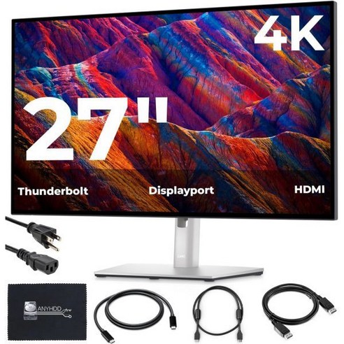 U2723QE UltraSharp Bundle Dell 27인치 모니터 4K UHD WLED LCD 169 전원 케이블 HDMI 디스플레이 포트 썬더볼트 극세사 천 블랙 실버, 27 Inches_U2723QE