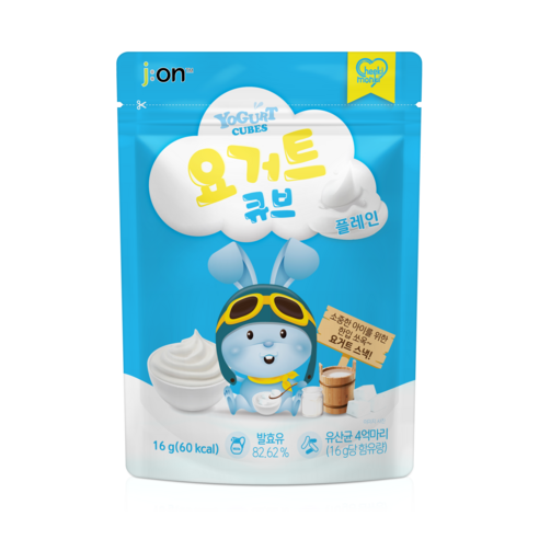 [새로운맛 2종 추가(바나나맛, 사과맛)]치키몽키 요거트큐브 6가지맛(플레인, 딸기, 블루베리, 망고, 바나나, 사과), 1개, 플레인맛, 16g