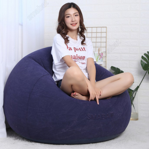 Smabat 에어 1인용 빈백 소파 에어소파 에어빈백 공기주입 벨벳소재, 청색