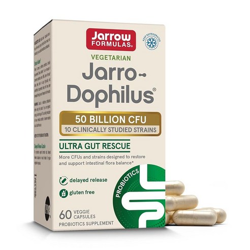 Jarrow Formulas Jarro-Dophilus Ultra Gut Rescue - 1회 제공량당 500억 CFU 프로바이오틱스 장내 식물상 복원 보호 및 유지 60회 분량, 60 Count (Pack of 1), 없음, 1개