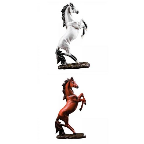 2Pcs 말 입상 데스크탑 조각 카운터 장식품 책장 장식 선물, 설명한대로, 수지