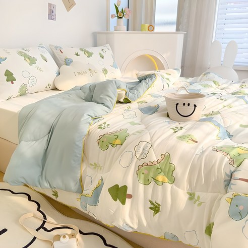 포근함이 감싸는 일상, 유판 양면 차렵이불과 함께하는 사계절의 행복 공룡이불