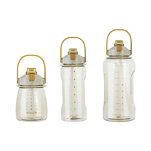 대용량 고비주얼 빨대 휴대 스포츠 물컵, 노란색, 1300ml