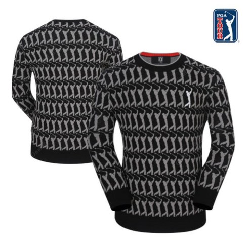   PGA TOUR 골프웨어 남성 골프 자카드 풀오버 니트 티셔츠 L213KT202P