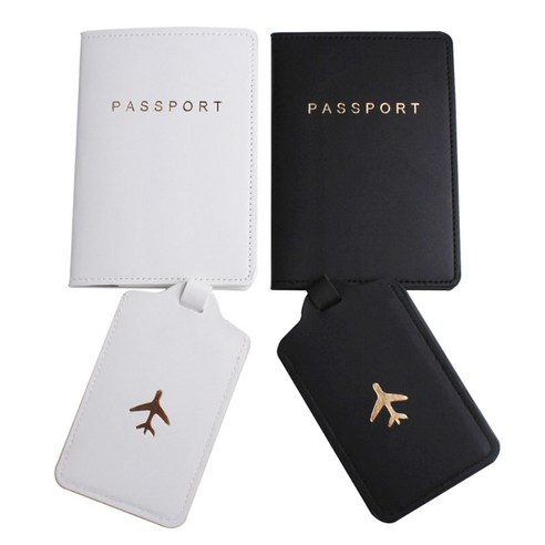 수하물 태그가있는 4pcs 휴대용 여행 여권 카드 커버 태그 홀더 케이스 프로텍터