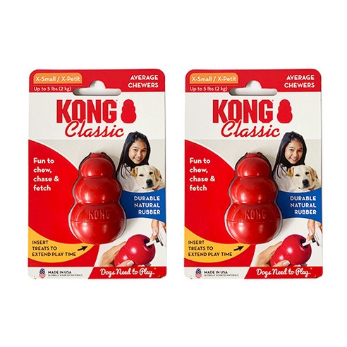 KONG 강아지 콩장난감 클래식 XS 2개, 1세트