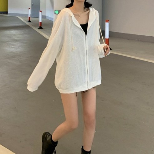 여성 후드 집업 여름 가디건 썸머 루즈핏 비치웨어