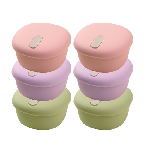 국산 실리콘밥팩 냉동밥보관용기 전자레인지 밀폐 소분용기 350ml, 그린(2P)+핑크(2P)+퍼플(2P), 1세트