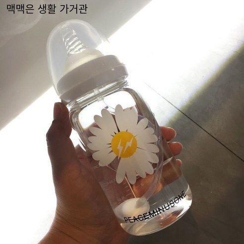 한국어 스타일 귀여운 컵 졸업 짚 성인 크리 에이 티브 유리 컵 여학생 젖꼭지 컵 휴대용 컵, 330Ml번개꽃스케일240_단일 병 + 밀짚 중력 볼