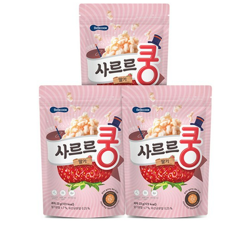 베베쿡 사르르쿵 과자, 딸기맛, 23g, 3개