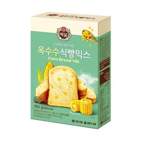 CJ-백설 옥수수식빵믹스 아이들간식 홈베이킹 아이랑요리수업 겉바속촉 760g, 17개