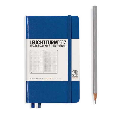 로이텀 LEUCHTTURM1917 - 노트북 하드커버 포켓 A6-187 필기 및 저널링용 번호가 매겨진 페이지 (블랙 스퀘어) 466340, Dotted, 노르딕 블루