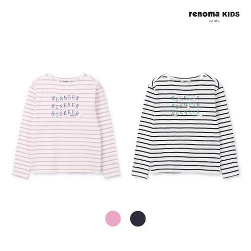 레노마키즈 여아용 슬럽 스트라이프 티 R2415T147