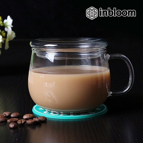 인블룸 1+1세트 내열유리 티머그컵(뚜껑포함)500ml, 2개